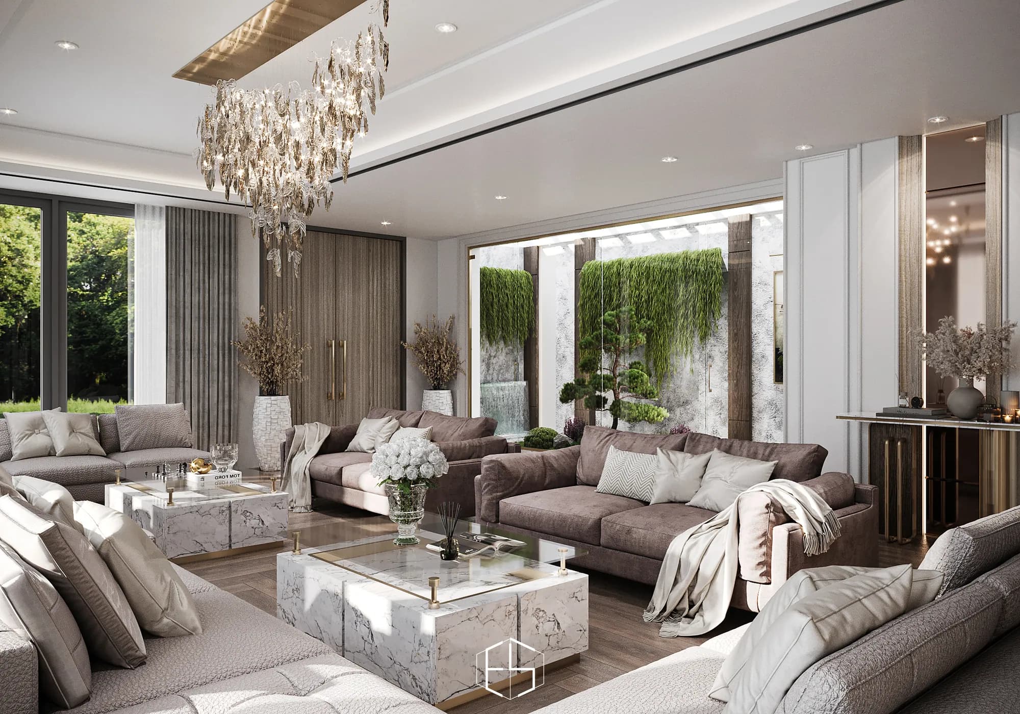 3D render of the living area, Private Residence — residence design visualization by ePrivilege Studio (view 2)