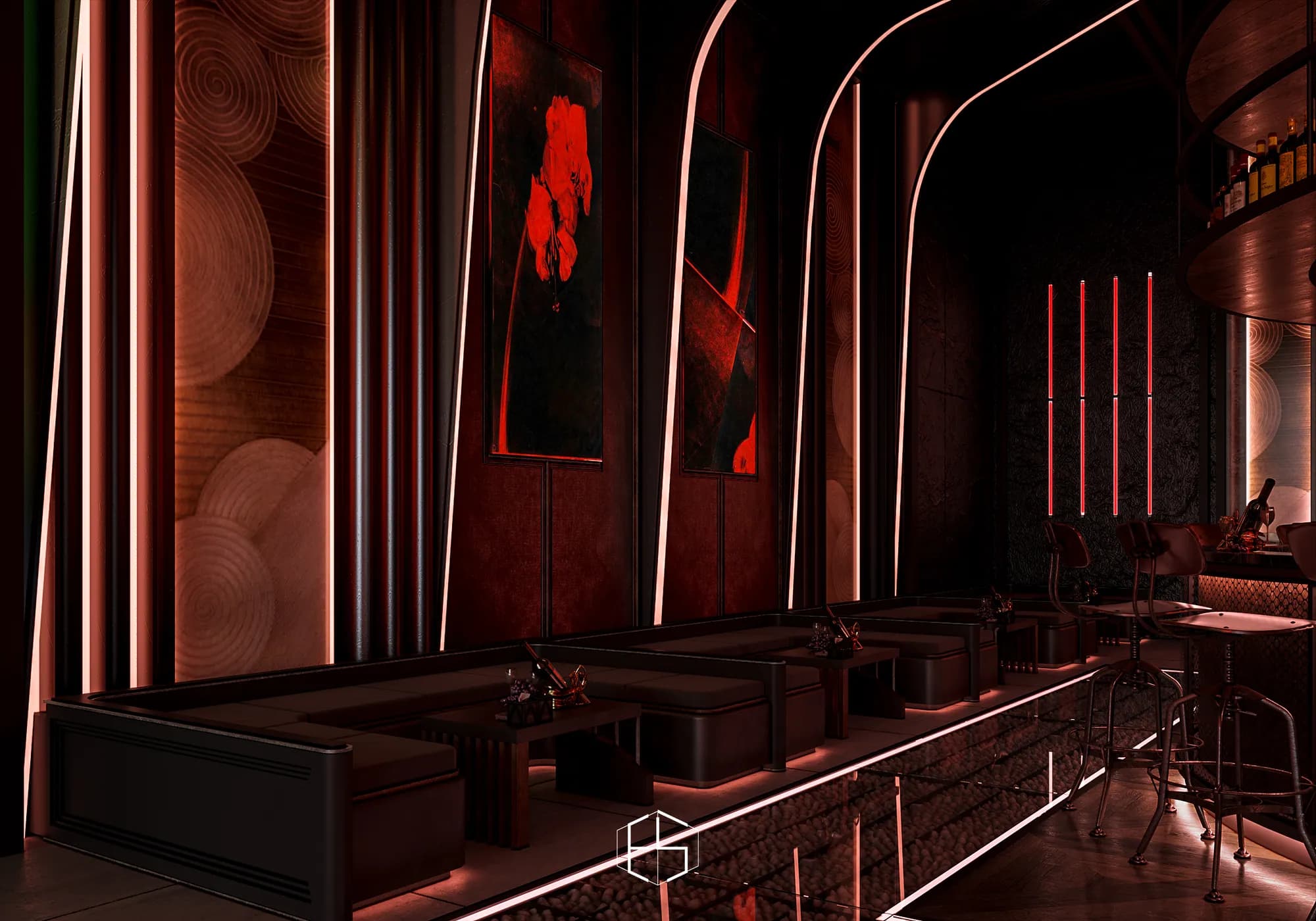 3D render of the club space, Beach Club Dragon — hospitality venue design visualization by ePrivilege Studio (view 8)
