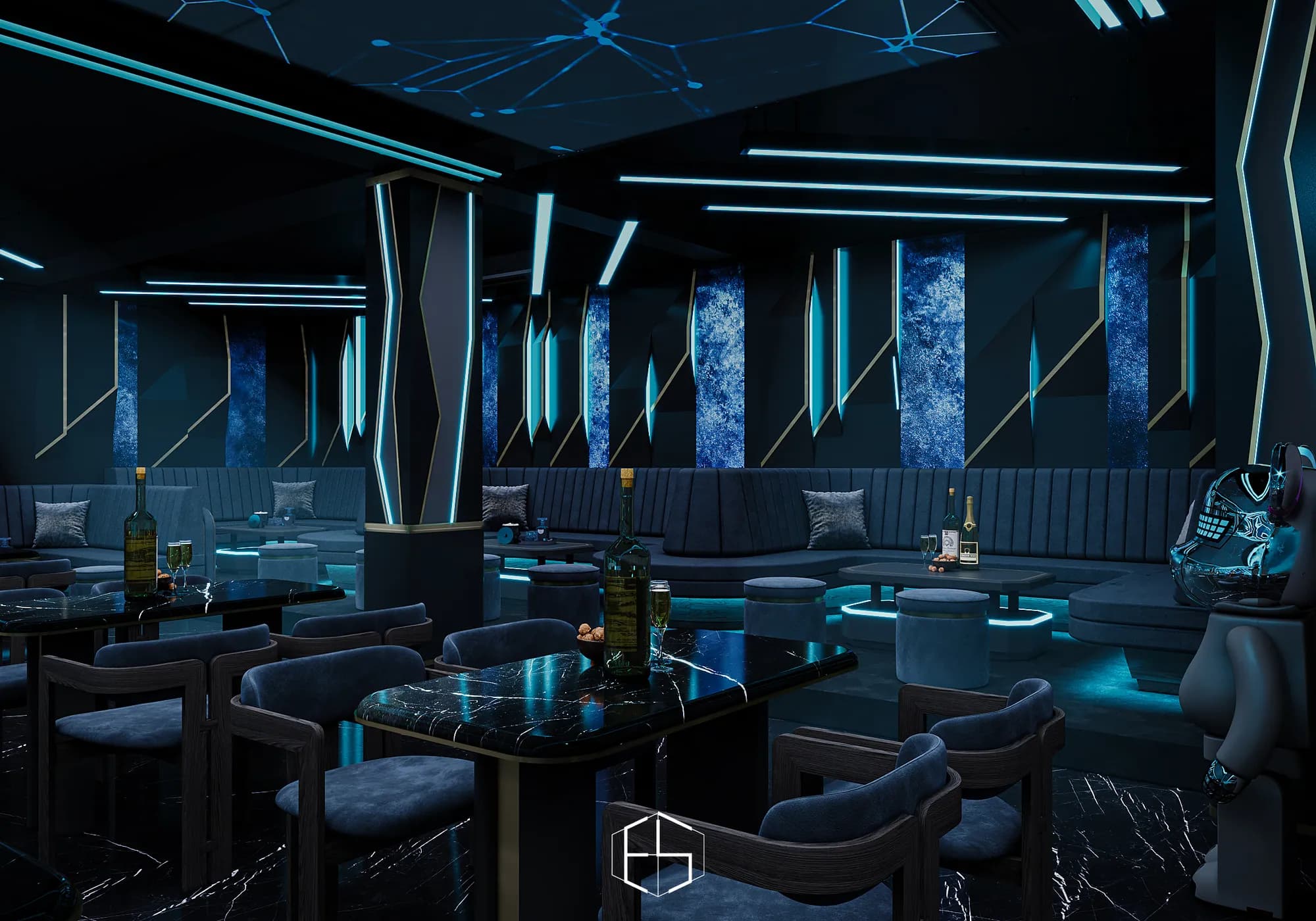 3D render of the interior, Tongue & Groove Island — hospitality venue design visualization by ePrivilege Studio (view 7)