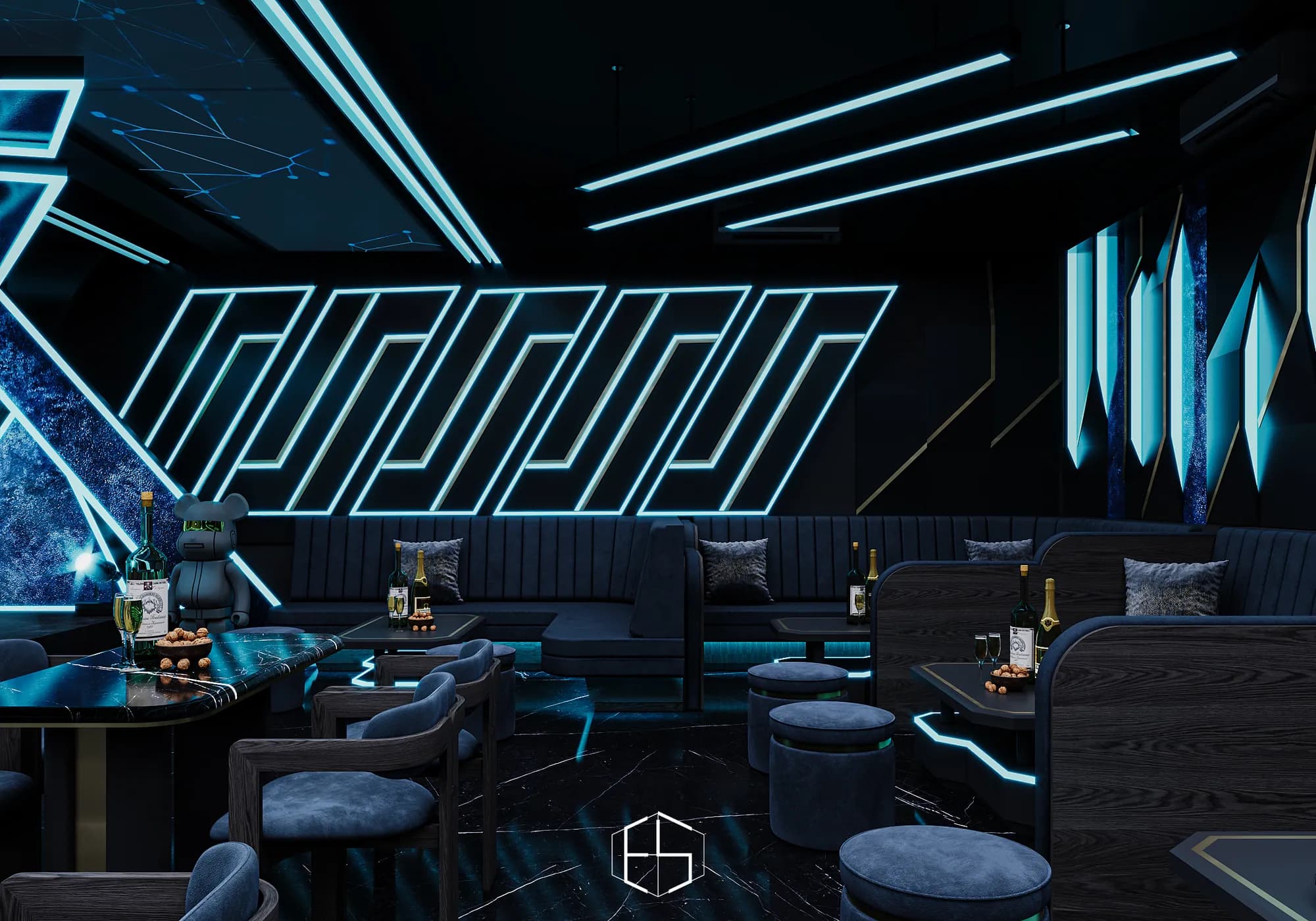 3D render of the interior, Tongue & Groove Island — hospitality venue design visualization by ePrivilege Studio (view 12)