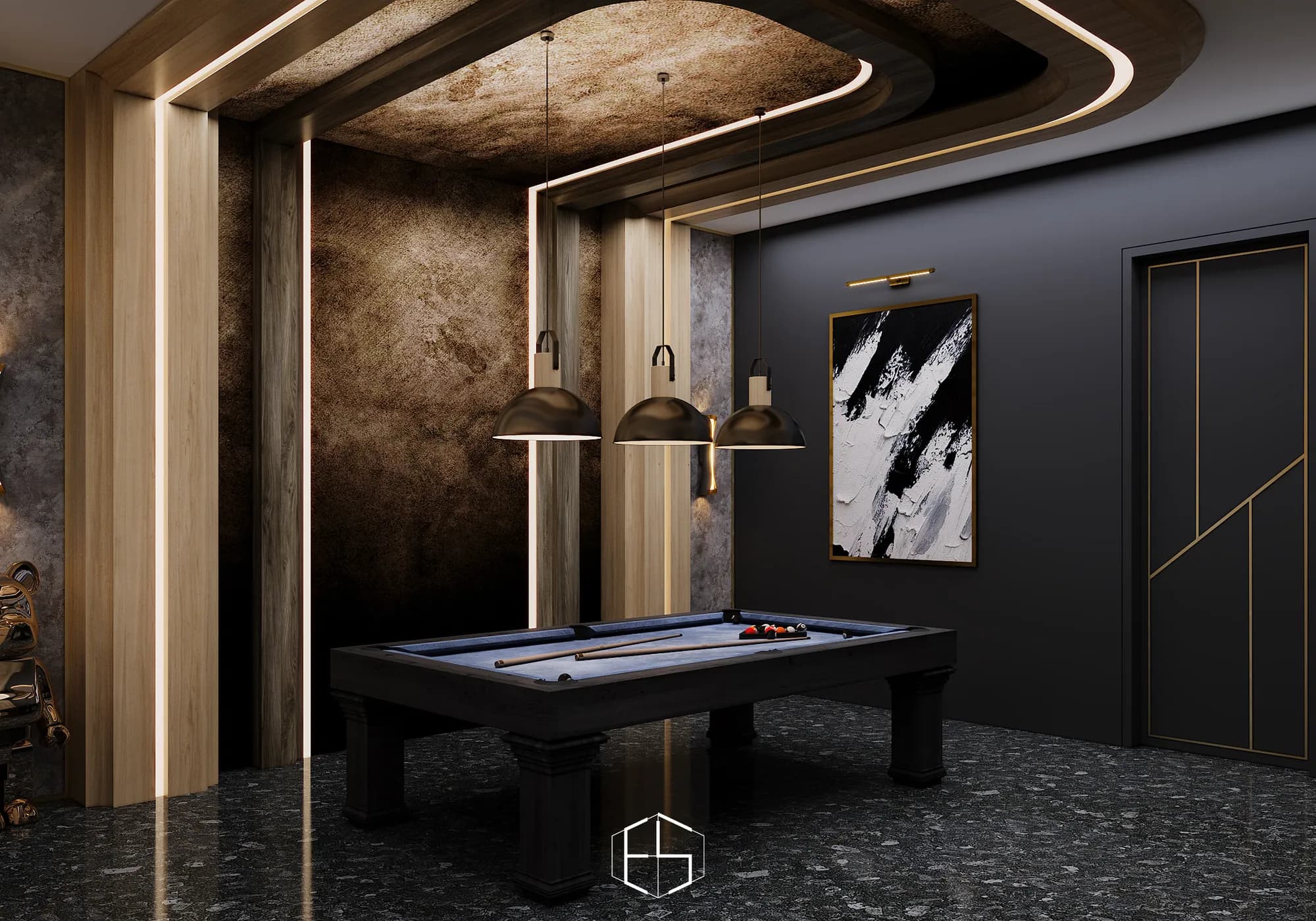 3D render of the karaoke room, Tongue & Groove Island — hospitality venue design visualization by ePrivilege Studio (view 5)
