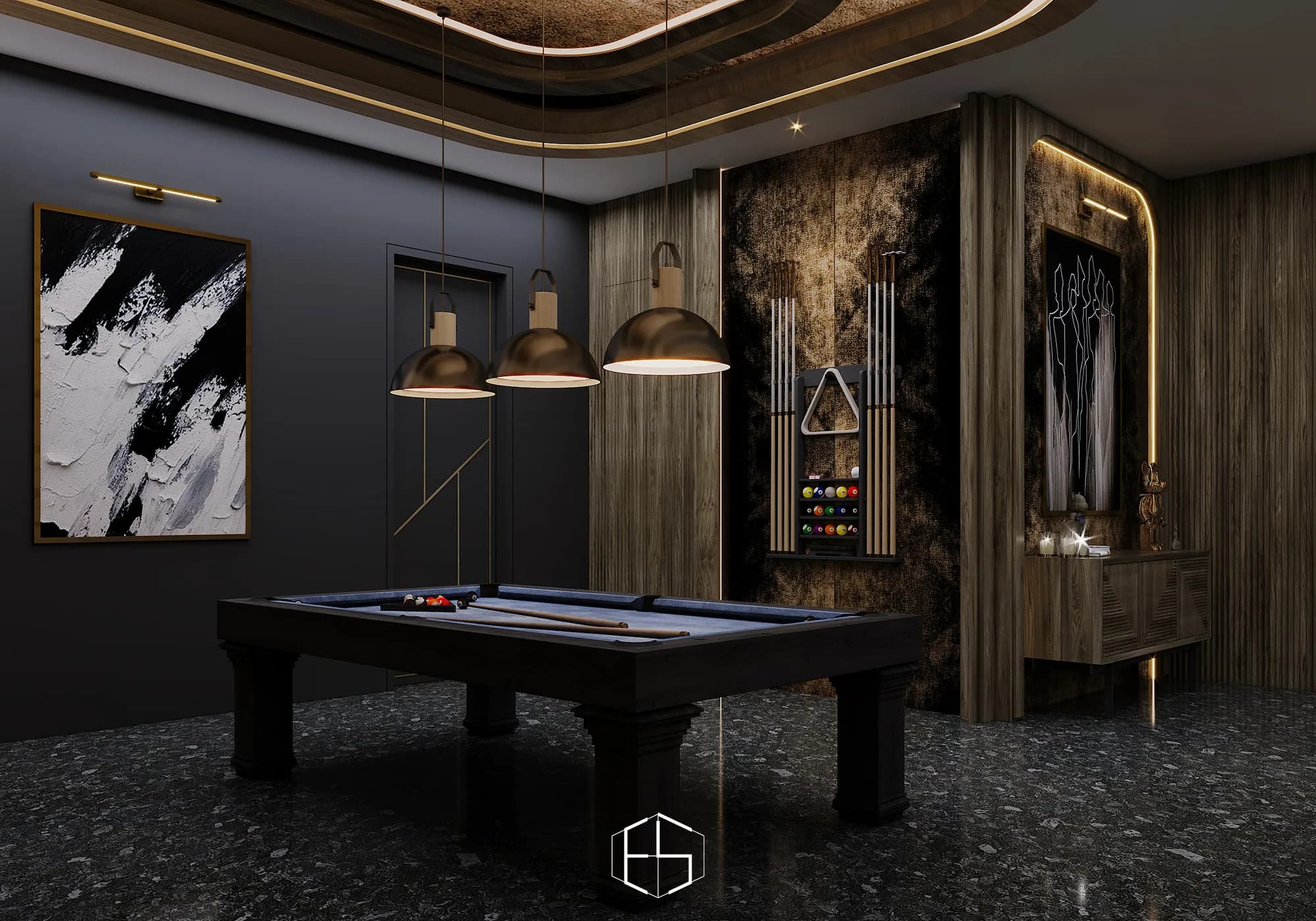 3D render of the karaoke room, Tongue & Groove Island — hospitality venue design visualization by ePrivilege Studio (view 6)